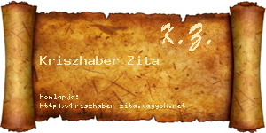 Kriszhaber Zita névjegykártya